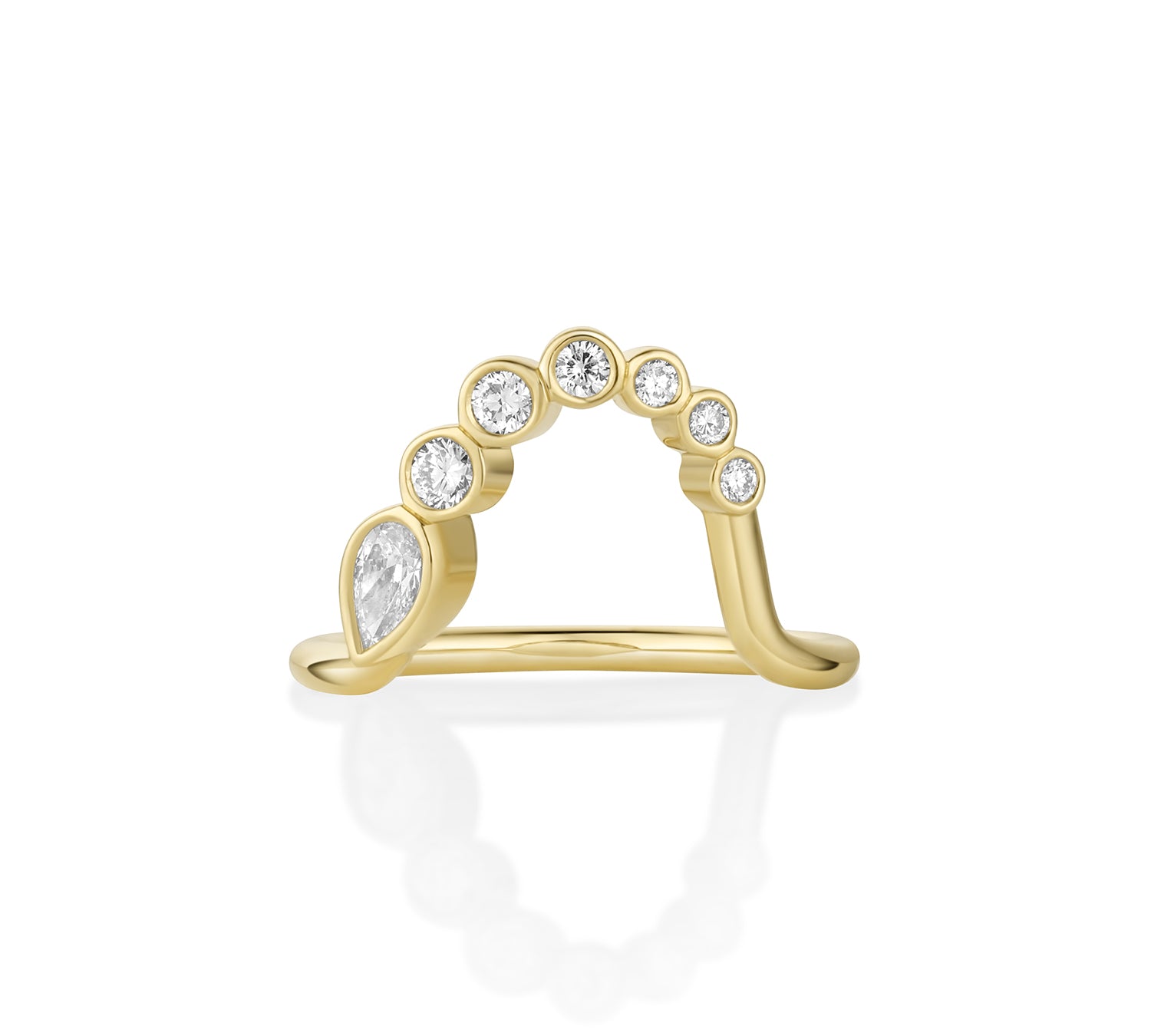 White Diamond Lou Wave Band [Yellow Gold]