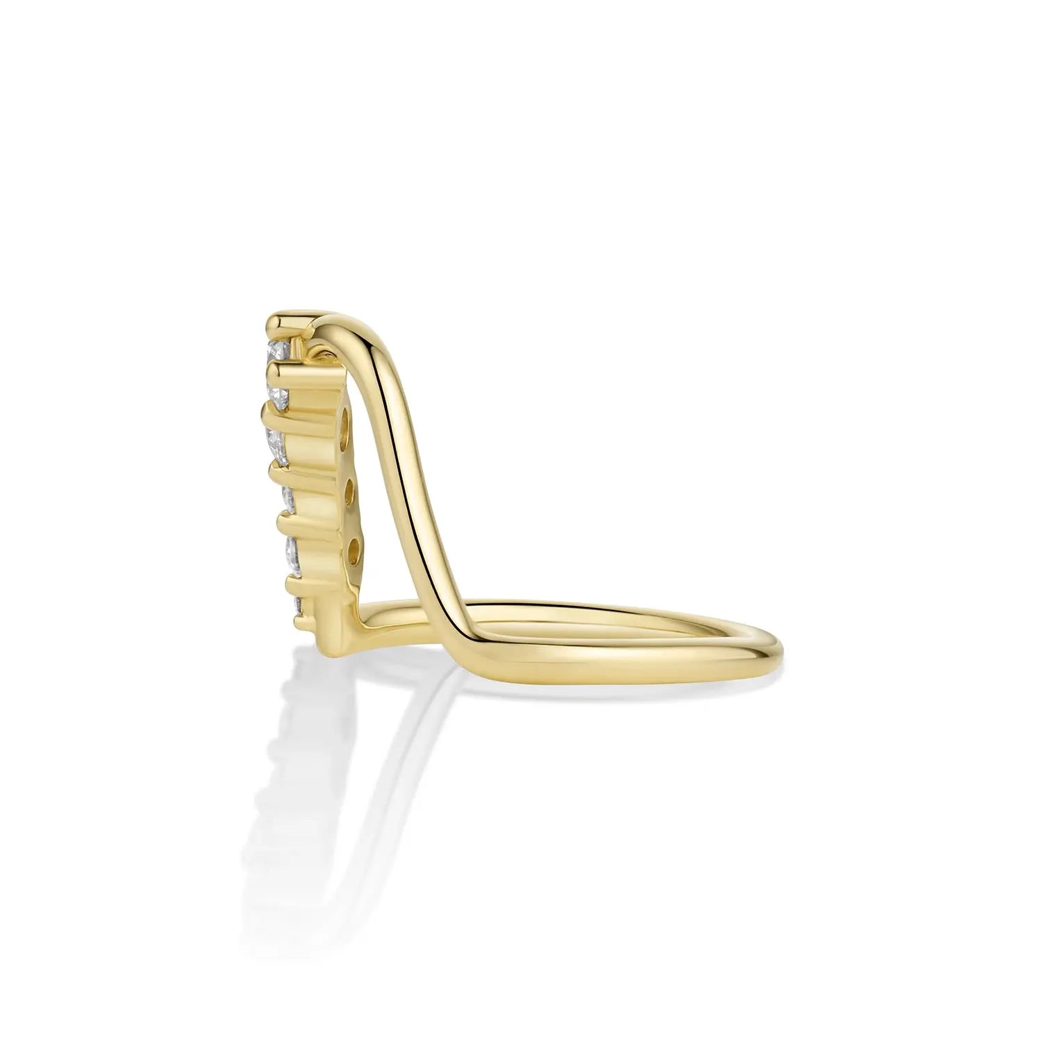 White Diamond Lucy Wave Band [Yellow Gold] side view