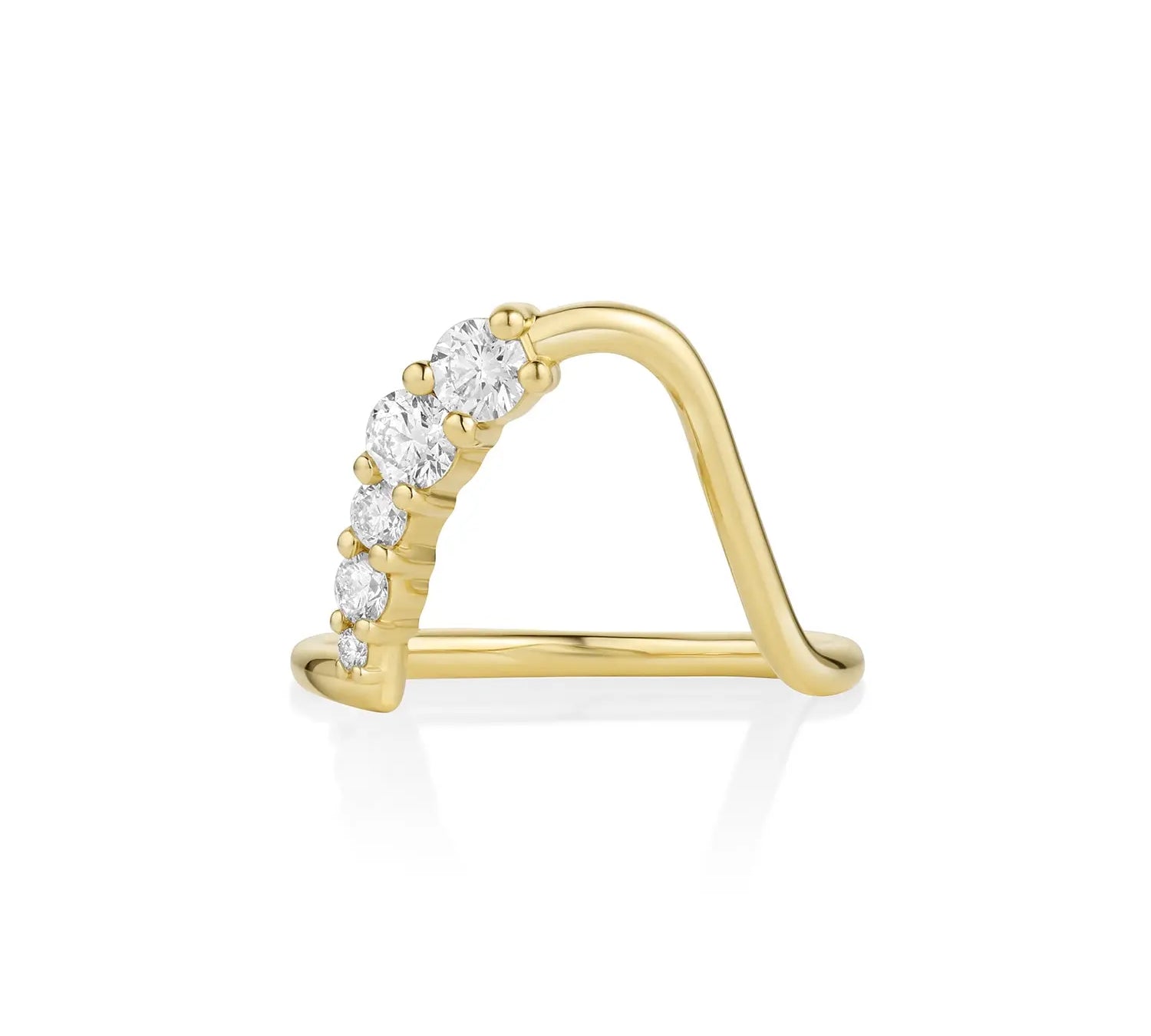 White Diamond Lucy Wave Band [Yellow Gold]