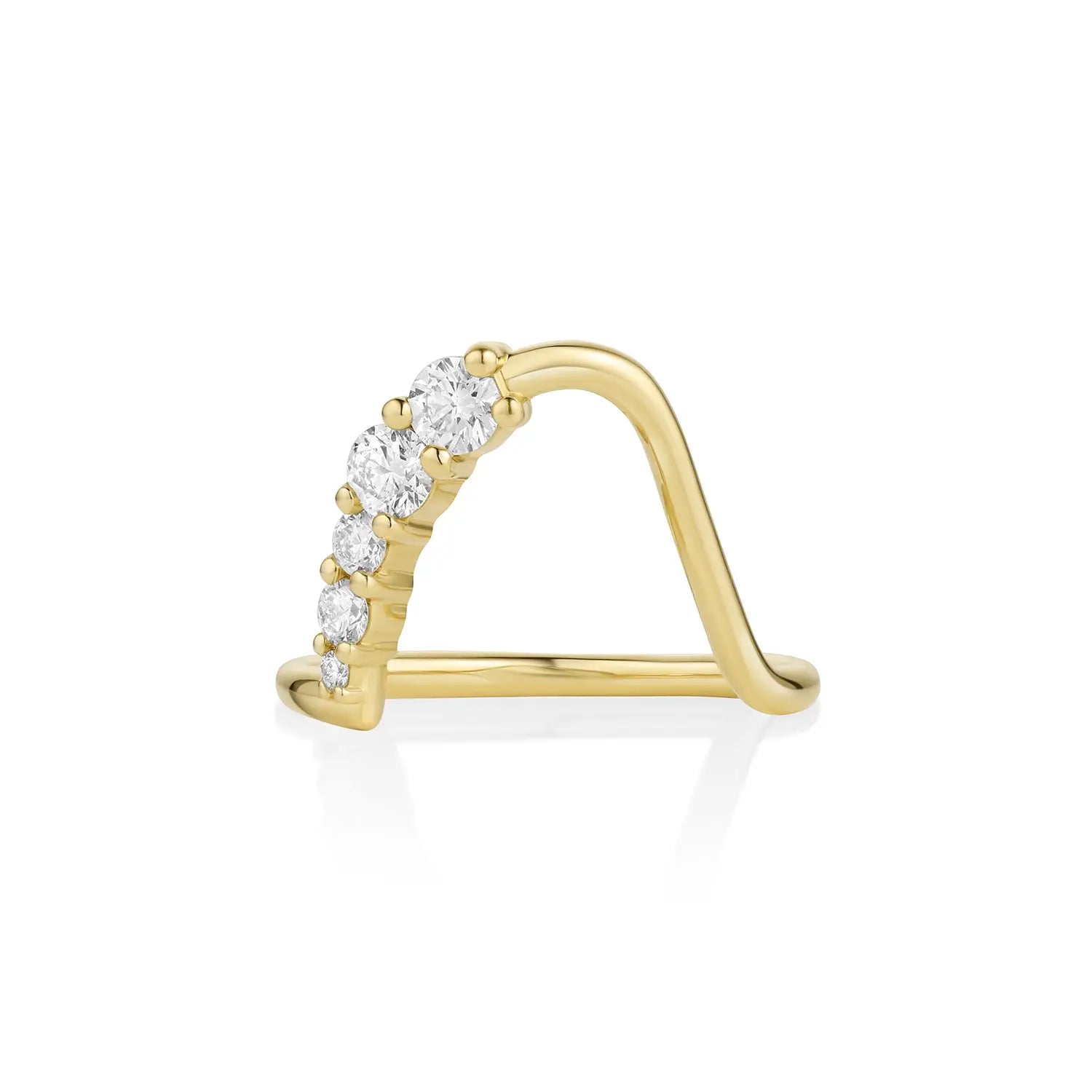 White Diamond Lucy Wave Band [Yellow Gold]