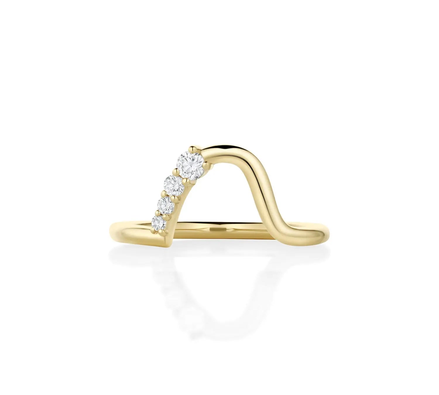 White Diamond Mini Lucy Wave Band [Yellow Gold]
