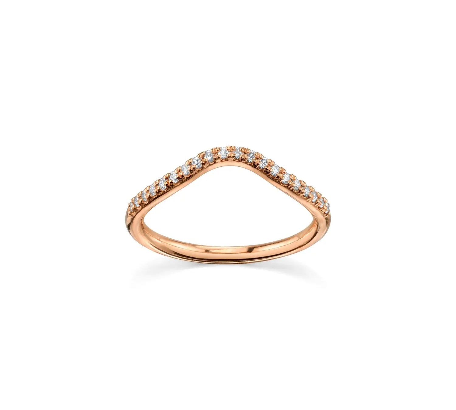 Marrow Fine Jewelry White Diamond Pavé Wave Stacking and Wedding Band [Rose Gold]