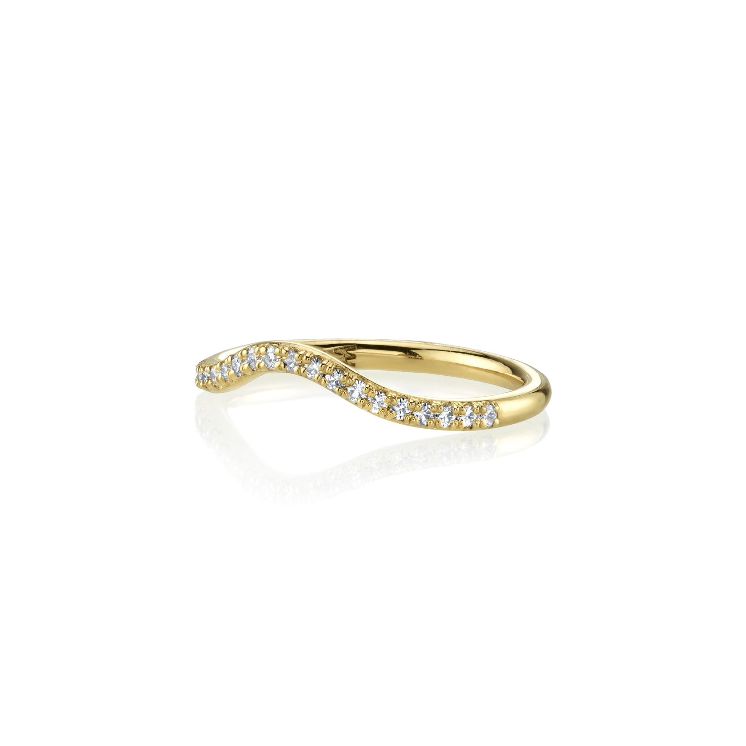 Marrow Fine Jewelry White Diamond Pavé Wave Stacking and Wedding Band [Yellow Gold flat]