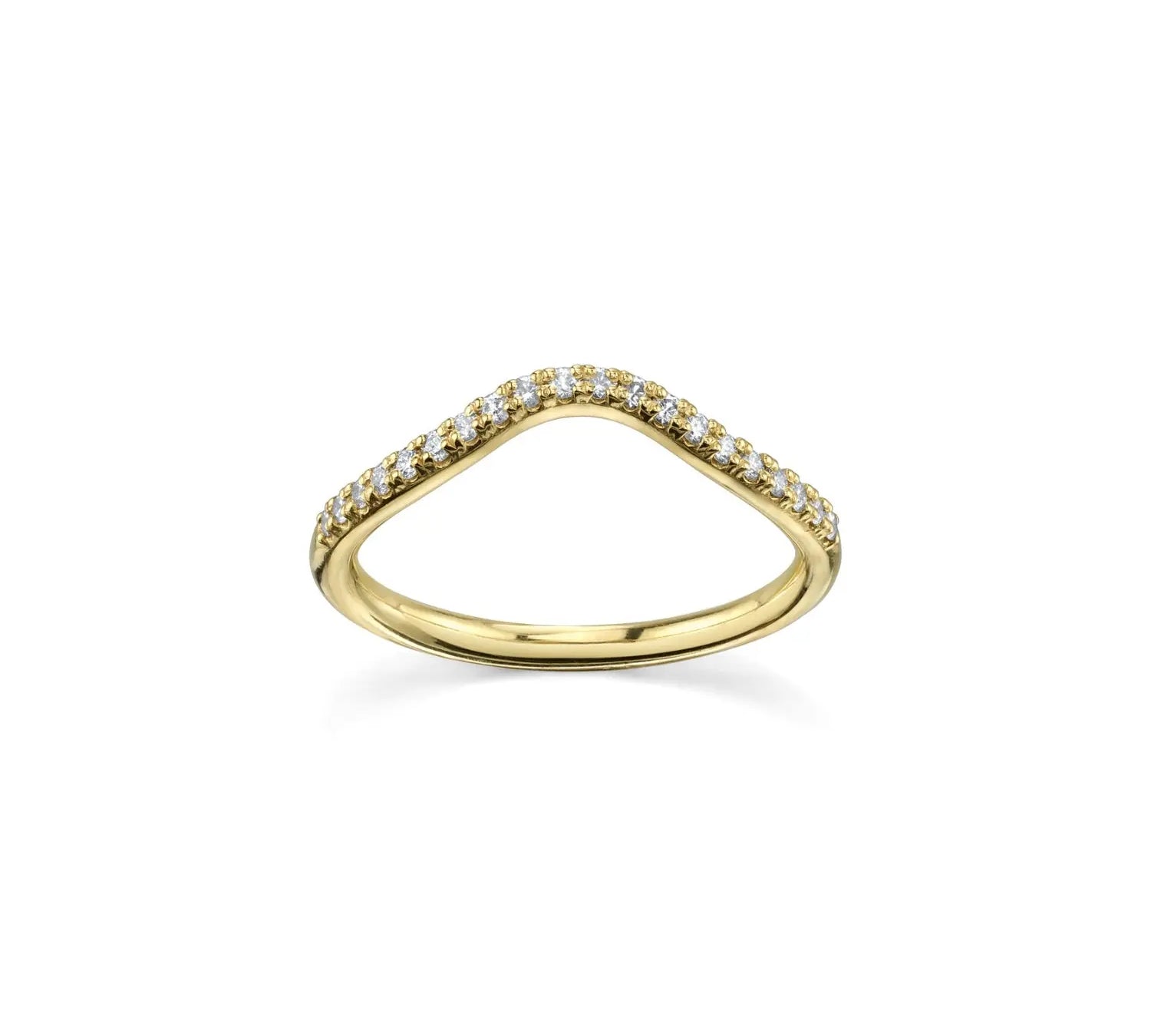 Marrow Fine Jewelry White Diamond Pavé Wave Stacking and Wedding Band [Yellow Gold]
