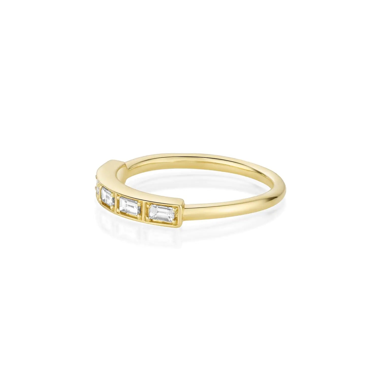 White Diamond Step Cut Stacking Band Marrow Fine