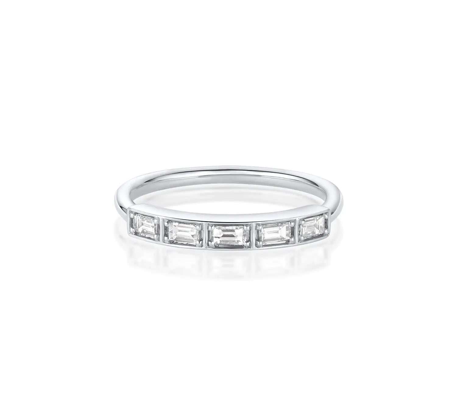White Diamond Step Cut Stacking Band Marrow Fine