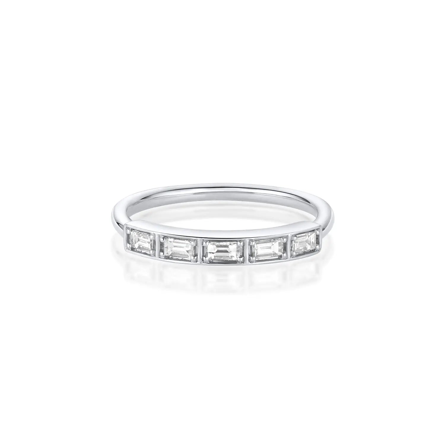 White Diamond Step Cut Stacking Band Marrow Fine