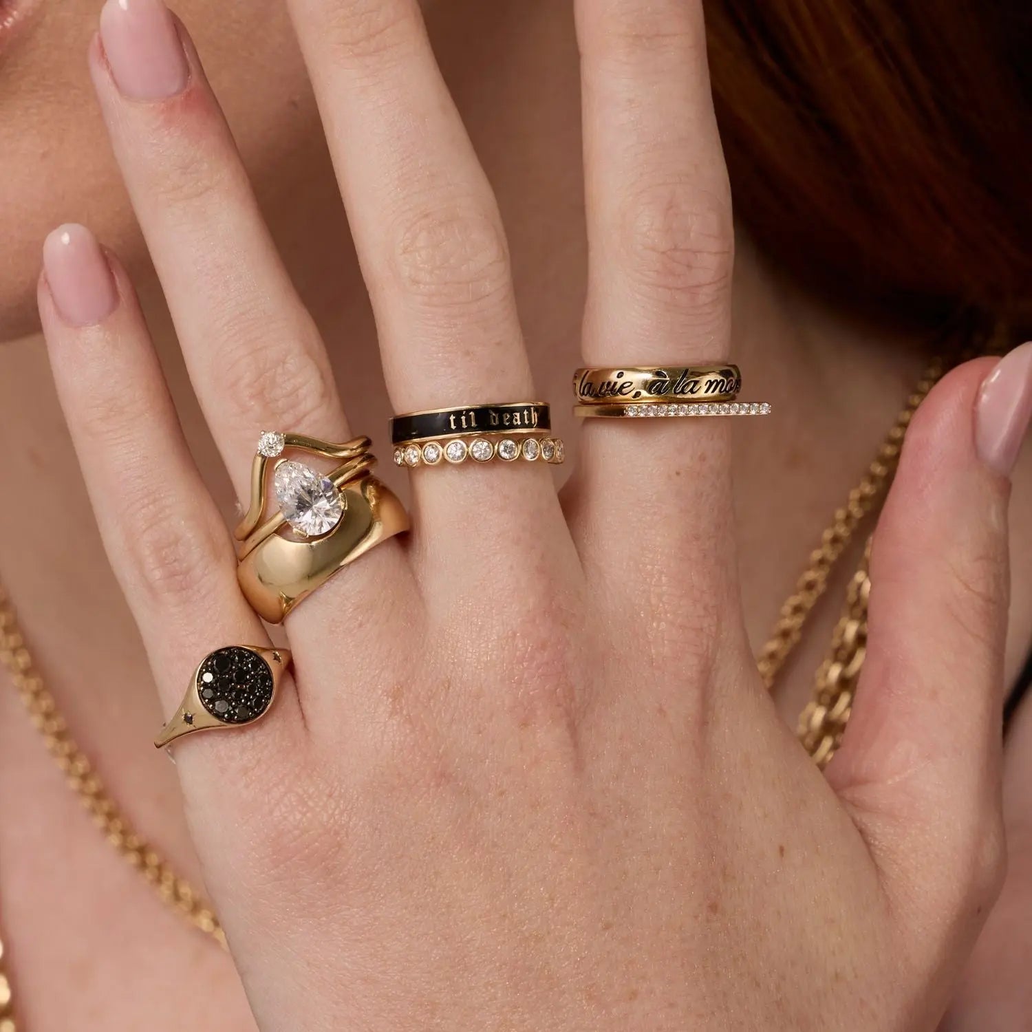 White Diamond Thin Edge Ring Marrow Fine