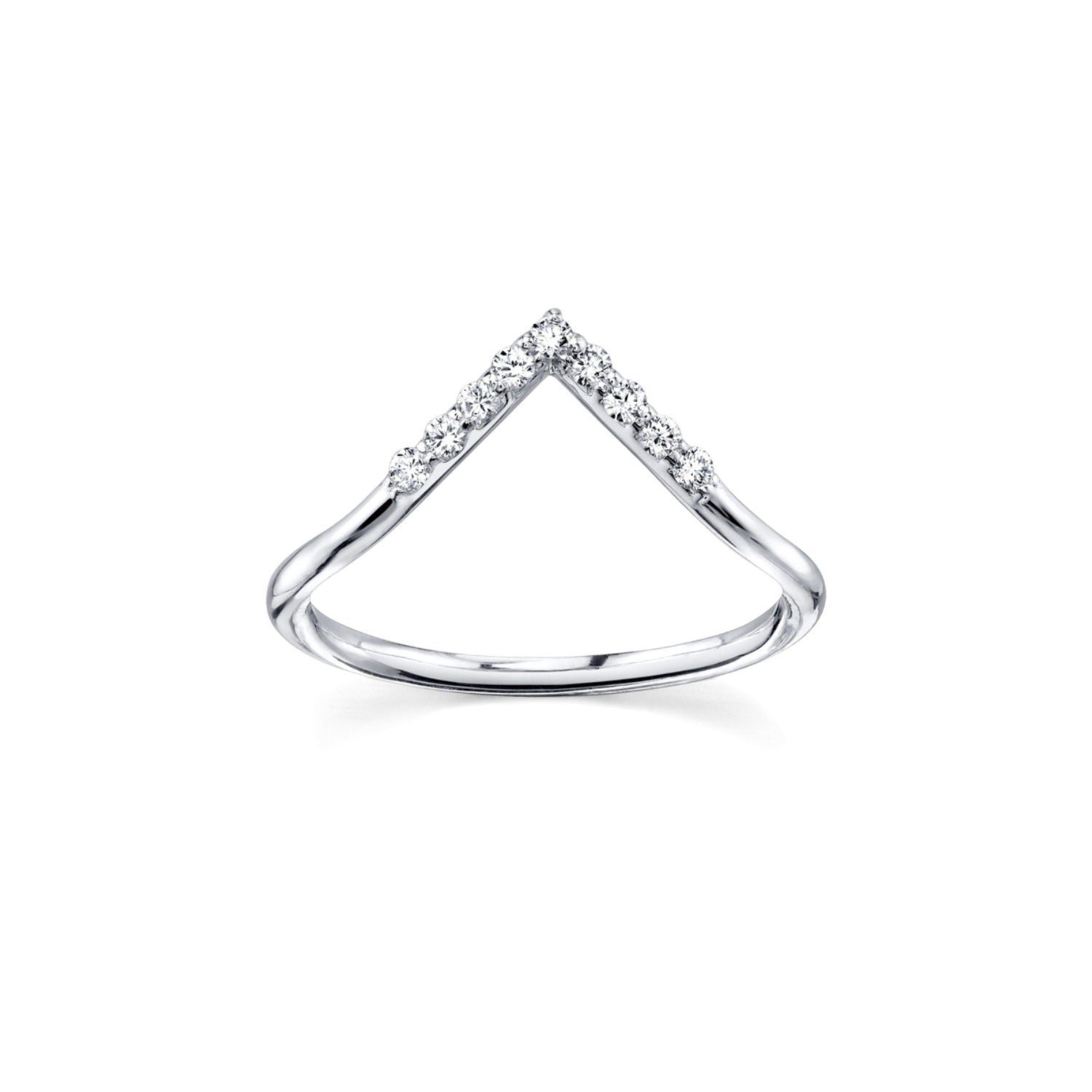 White Diamond Triangle Nesting Ring [White Gold]