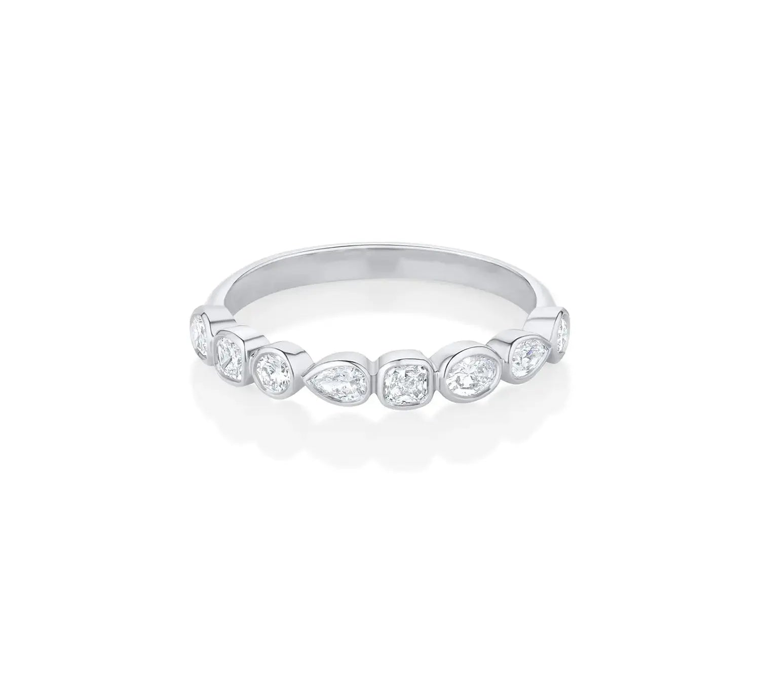 White Diamond Simple Shapes Band [White Gold]
