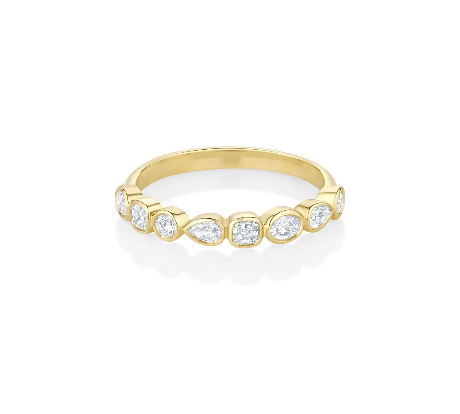 White Diamond Simple Shapes Band [Yellow Gold]