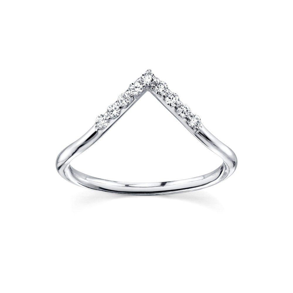 White Diamond Triangle Nesting Ring [White Gold]