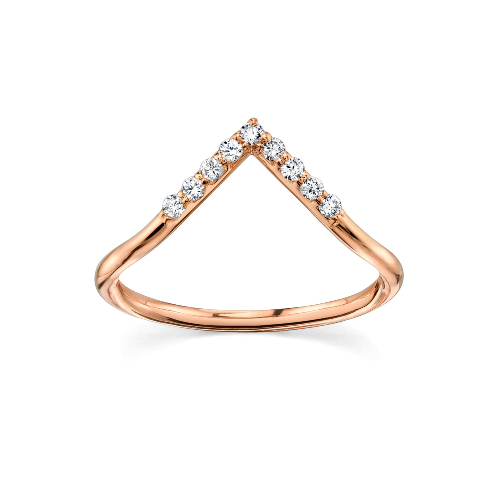 White Diamond Triangle Nesting Ring [Rose Gold]