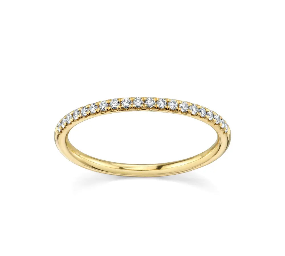 Marrow Fine Jewelry White Diamond Pavé Half Eternity Wedding And Stacking Band [Yellow Gold]