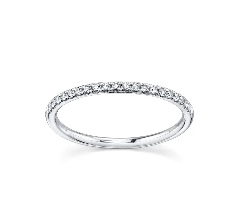 Marrow Fine Jewelry White Diamond Pavé Half Eternity Wedding And Stacking Band [White Gold]
