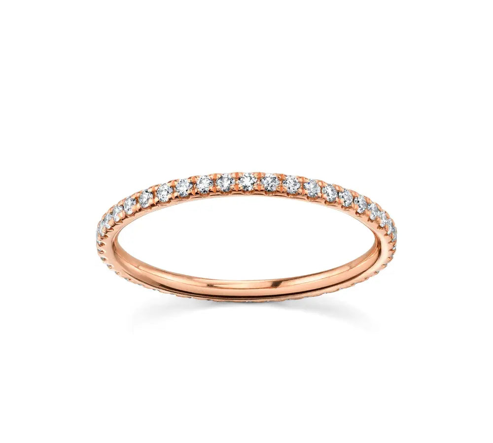 Marrow Fine Jewelry White Diamond Pavé Half Eternity Wedding And Stacking Band [Rose Gold]