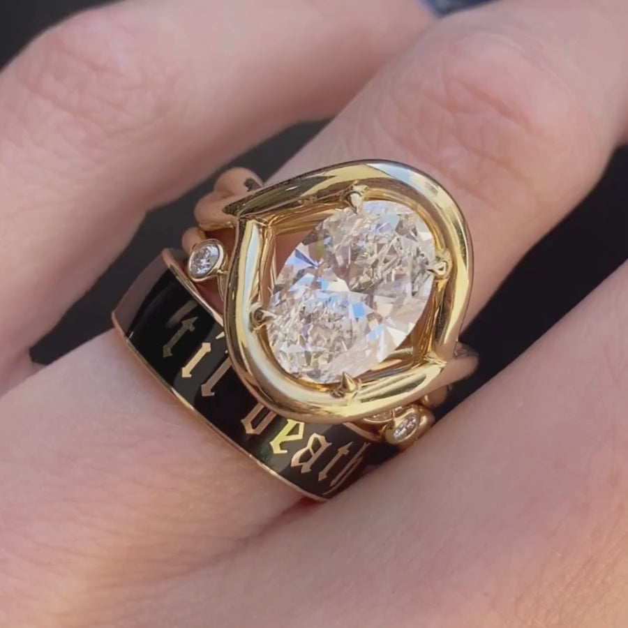 Video of 3ct Lab Diamond Marrow x Sammi Florence Ring stacked on hang
