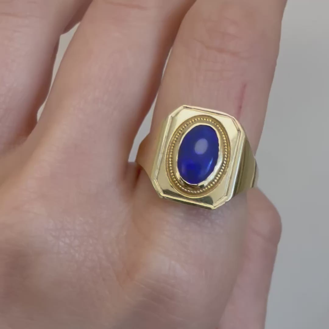 1.53ct Black Opal Signet Ring [on hand]