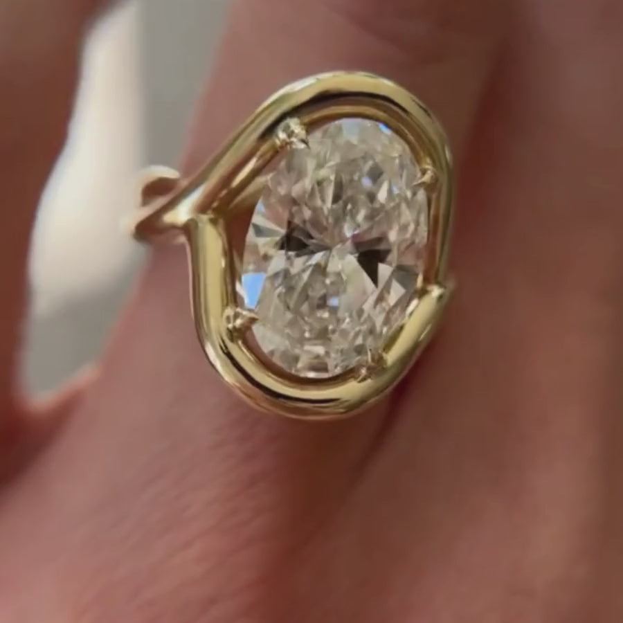 Video of 5ct Lab Diamond Marrow x Sammi Florence Ring on hand