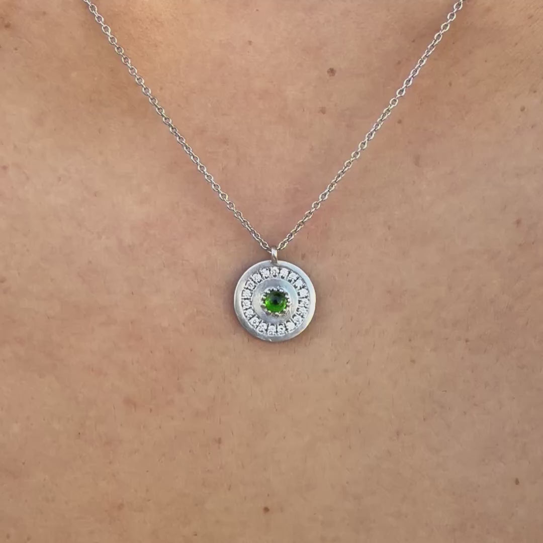 .15ct Diopside & White Diamond La Femme Amulet [on neck]
