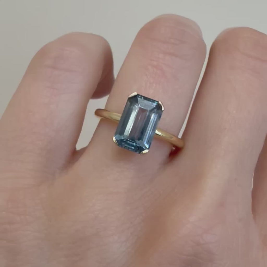 3.42ct Sapphire Emerald Cut Ring