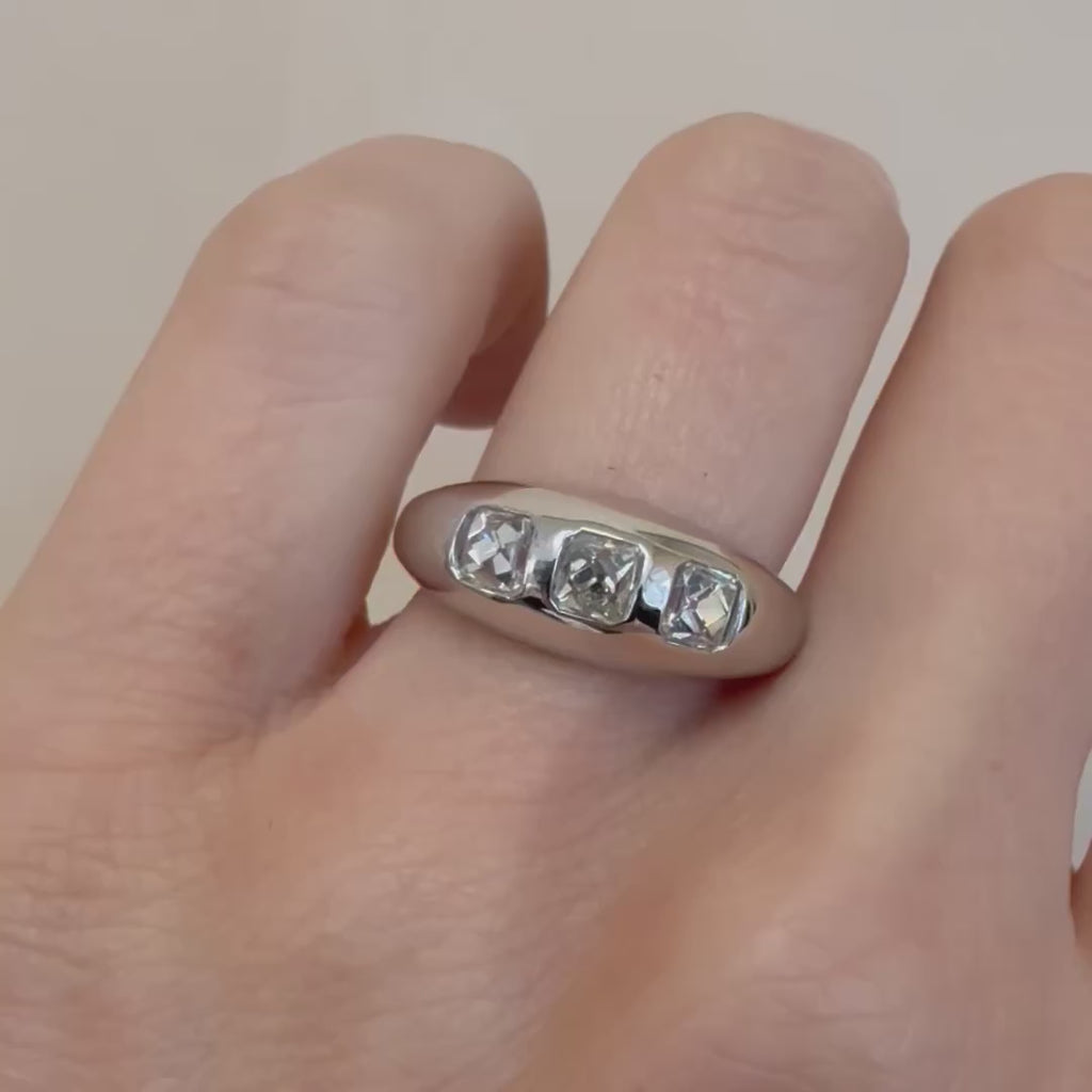 1.93ctw French Cut White Diamond Bombe Ring