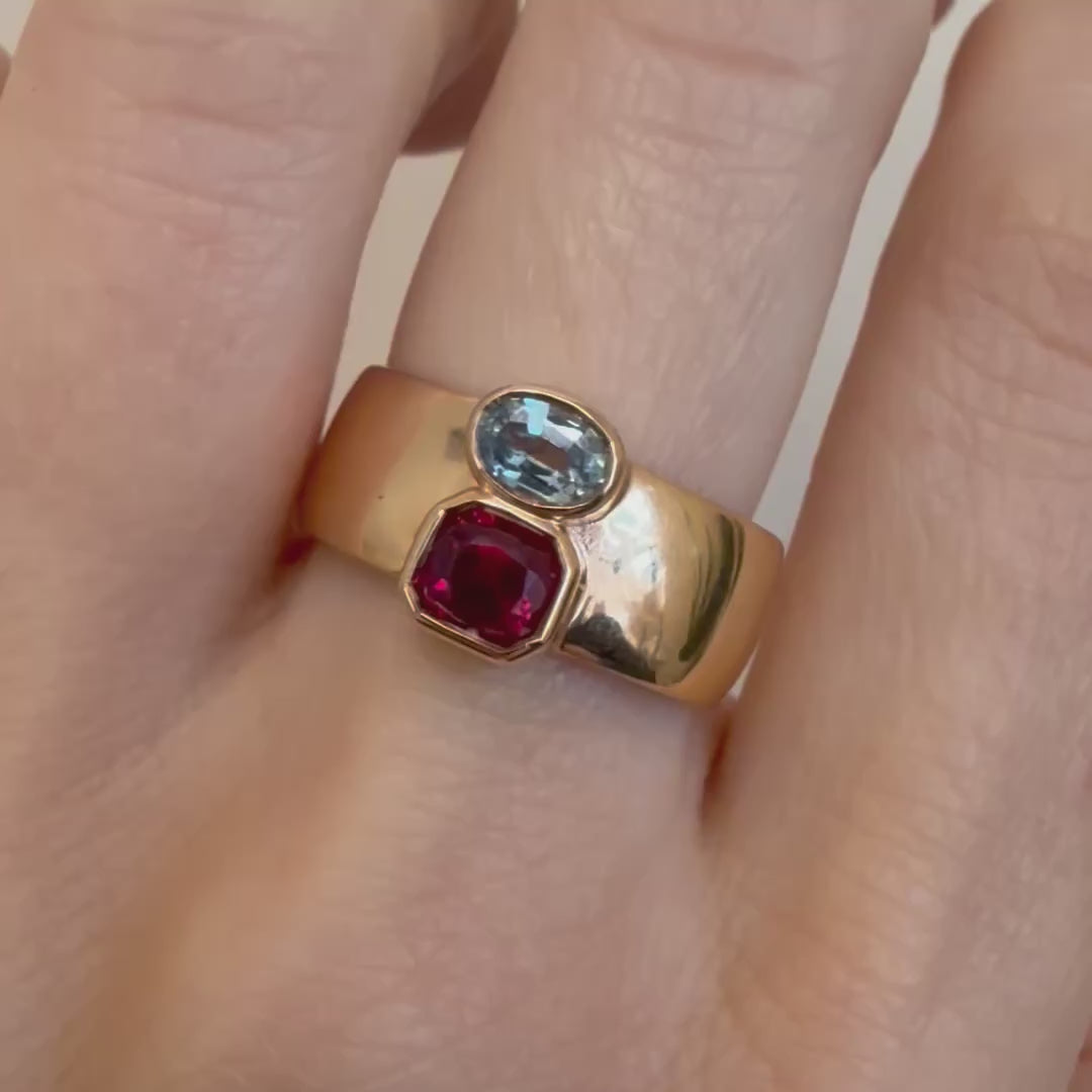 1.02ct Ruby & Sapphire Relic Ring [on hand]