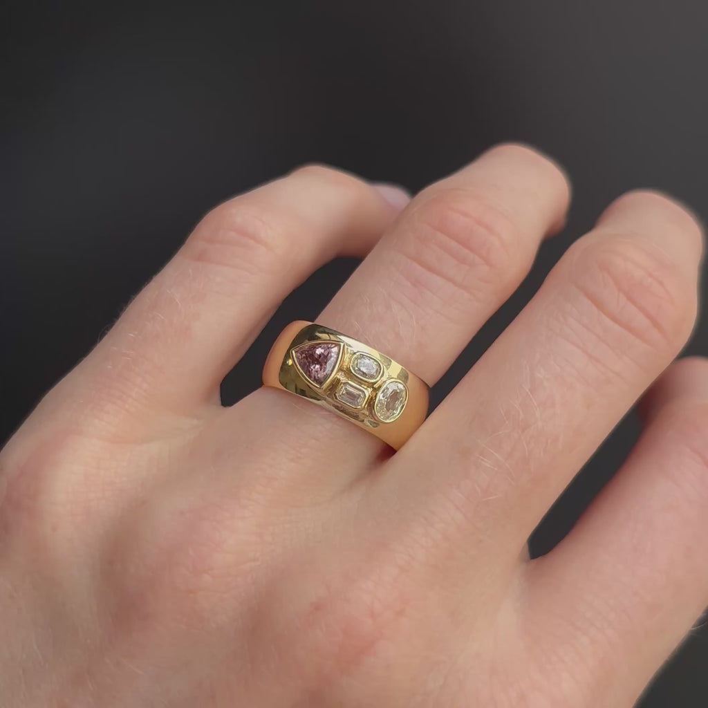 0.61ct Zircon and Diamond Tessera Band [on hand]