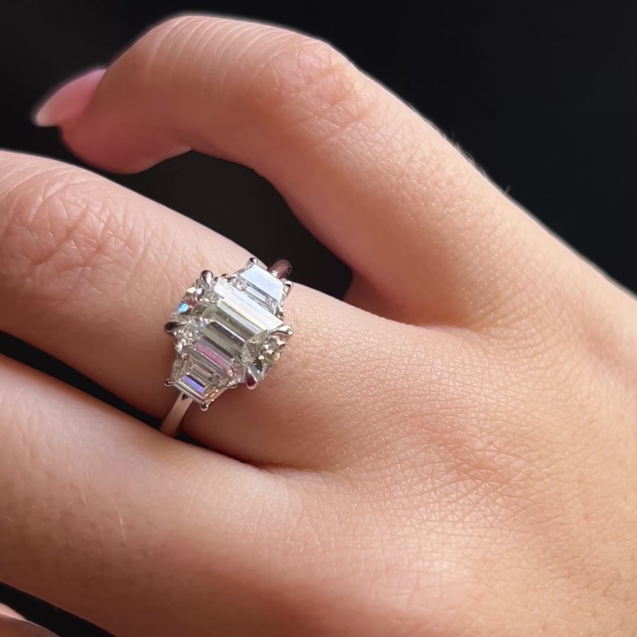 2.18ct Diamond and 0.62tcw Diamond Three Stone Ring