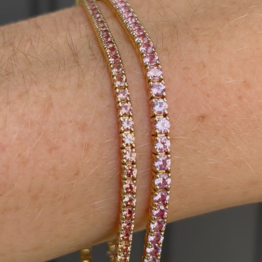 2.91tcw Orange Sapphire Tennis Bracelet [on wrist]