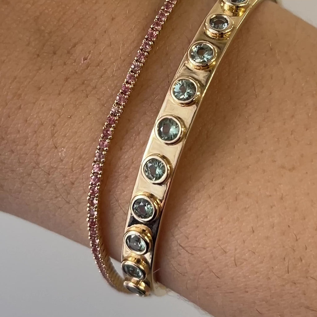 2.24tcw Green Sapphire Everyday Cuff [on wrist]