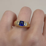 1.58ct Blue Sapphire & White Cadillac Diamond Bombe Ring [on hand]