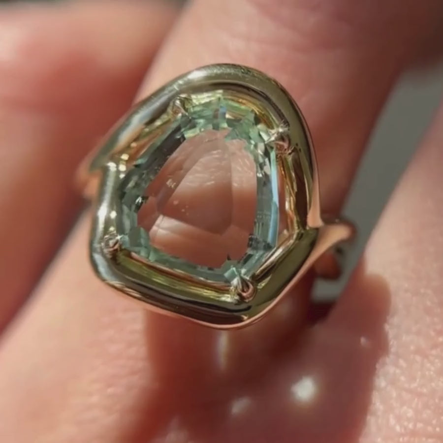 Video of 4.81ct Snakehead Green Beryl Marrow x Sammi Florence Ring on hand