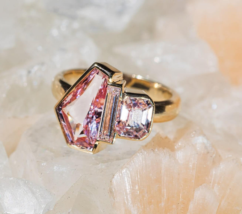 custom geometric pink ring