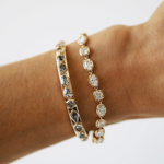 7.14ctw Montana Sapphire Cuff on wrist
