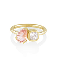  Marrow Fine Jewelry Peach Sapphire And Old Mine Cut Toi et Moi Ring [Yellow Gold]