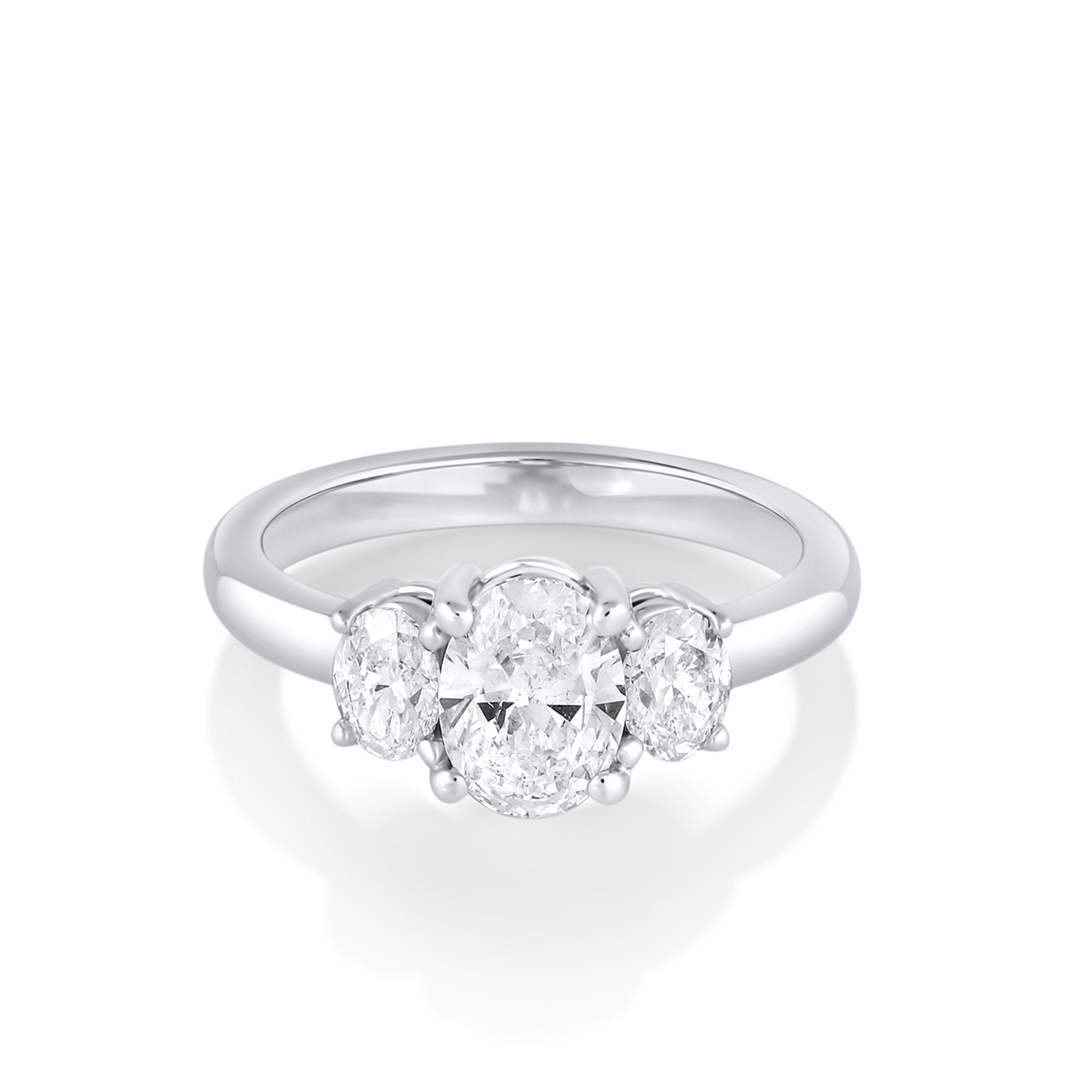 Marrow Fine Jewelry Three-Stone Oval Diamond Ring