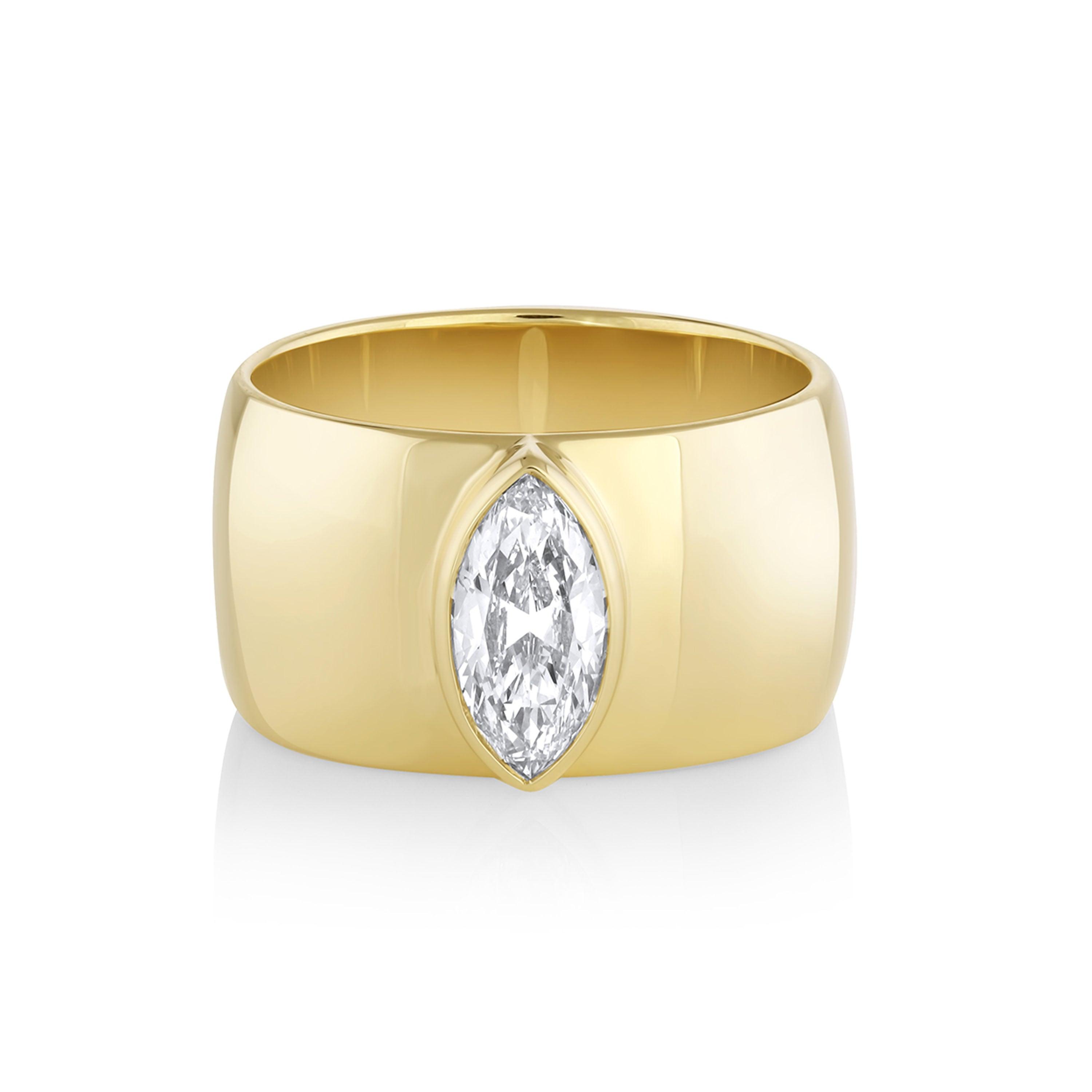 Marrow Fine Jewelry White Diamond Moval Cigar Engagement Ring