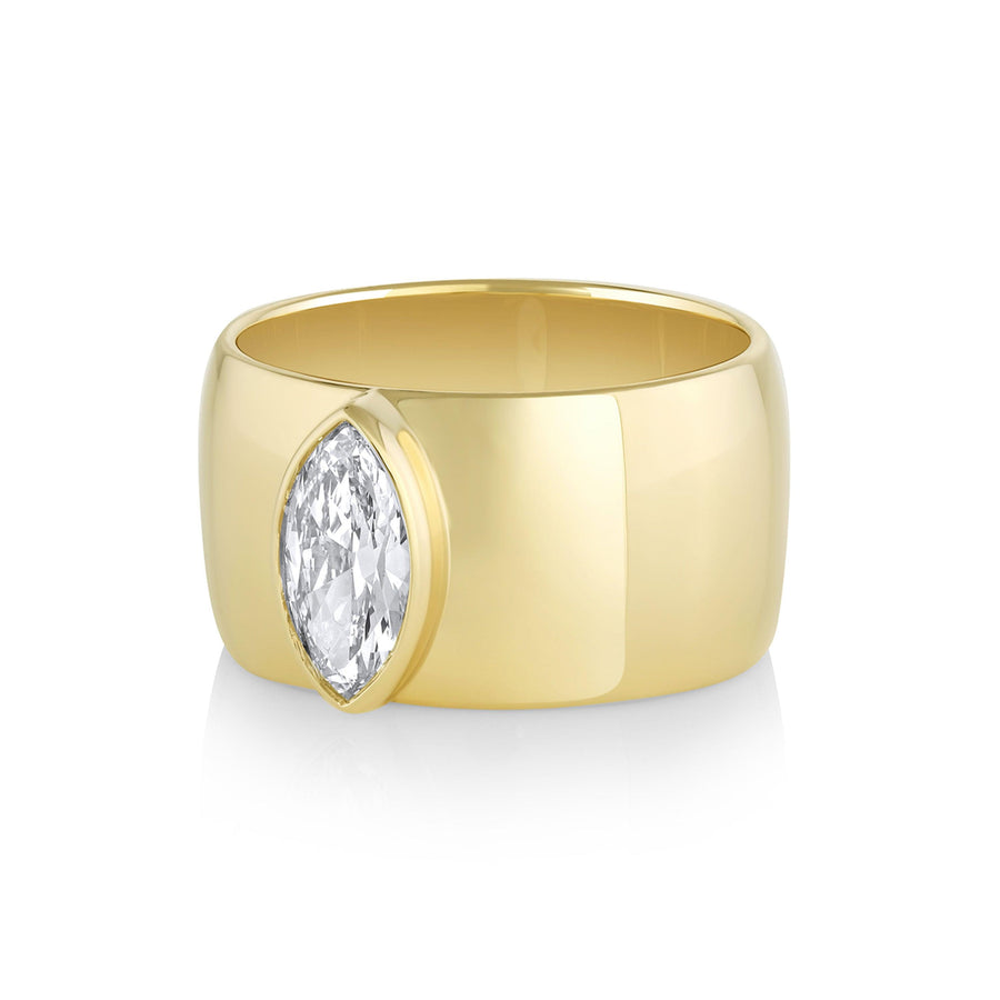 Marrow Fine Jewelry White Diamond Moval Cigar Engagement Ring [Yellow Gold]