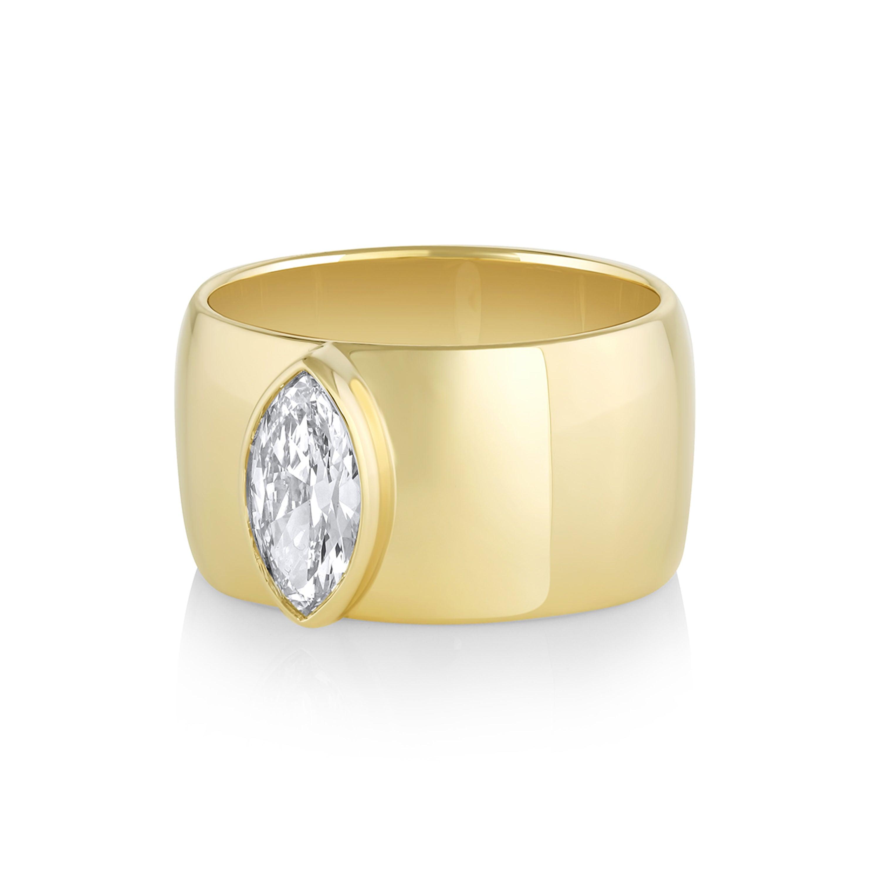 Marrow Fine Jewelry White Diamond Moval Cigar Engagement Ring