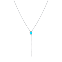 Marrow Fine Jewelry Turquoise Lariat With Solid Gold Dainty Chain [White Gold]