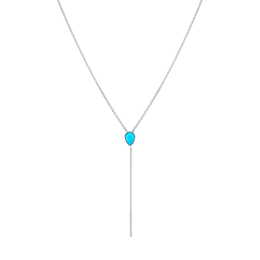 Marrow Fine Jewelry Turquoise Lariat With Solid Gold Dainty Chain