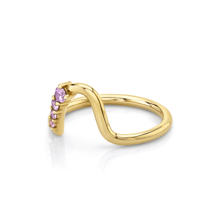 Marrow Fine Jewelry Pink Gradient Sapphire Mini Wave Stacking Band [Yellow Gold]