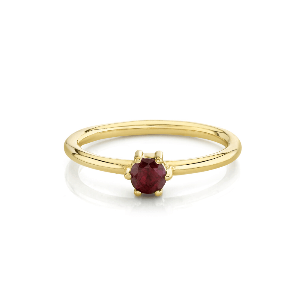 Marrow Fine Jewelry Ruby July Birthstone Solitaire Stacking Ring
