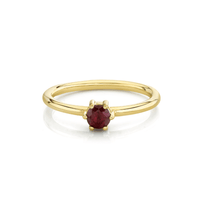 Marrow Fine Jewelry Ruby July Birthstone Solitaire Stacking Ring [Yellow Gold]