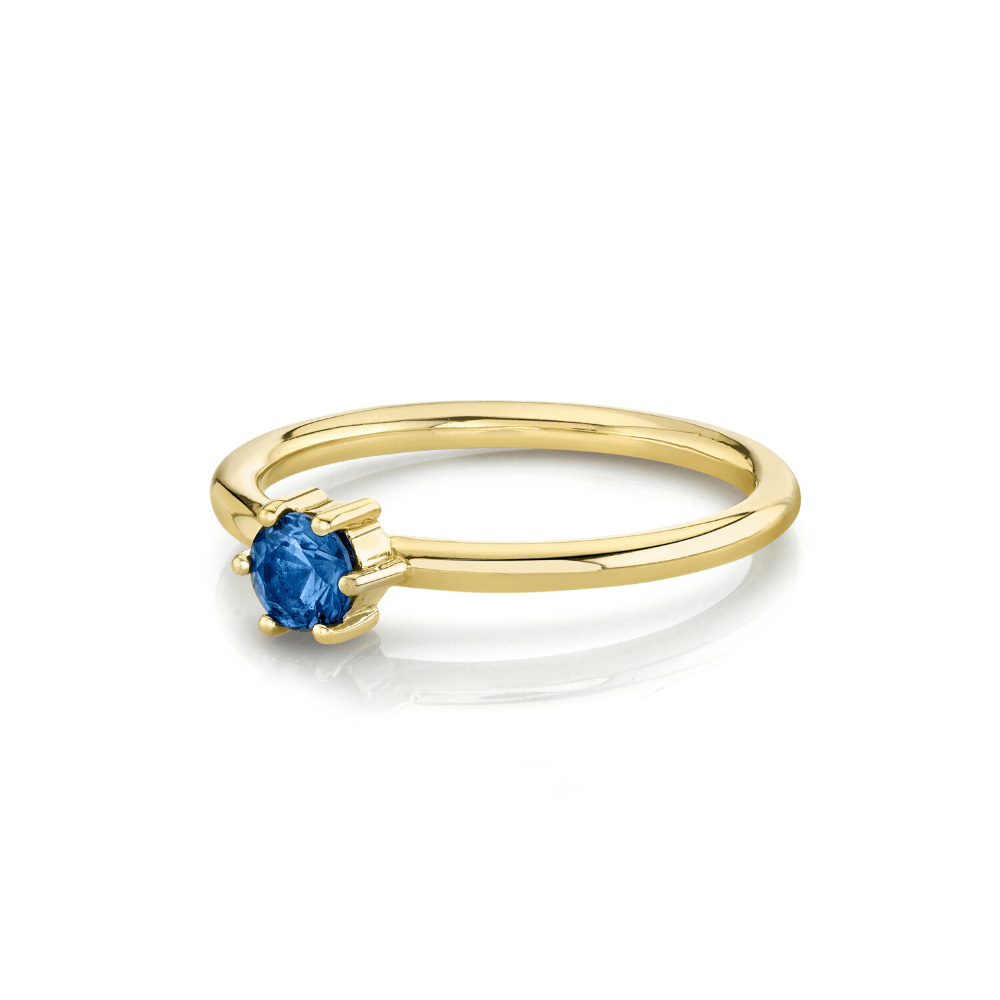 Marrow Fine Jewelry Blue Sapphire Solitaire September Birthstone Gold Stacking Ring