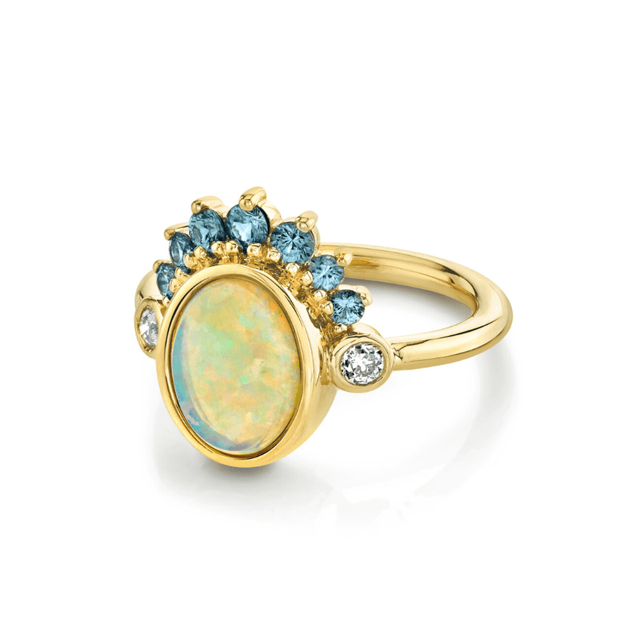 Marrow Fine Jewelry Opal And Montana Sapphire Headdress Ring [Yellow Gold]