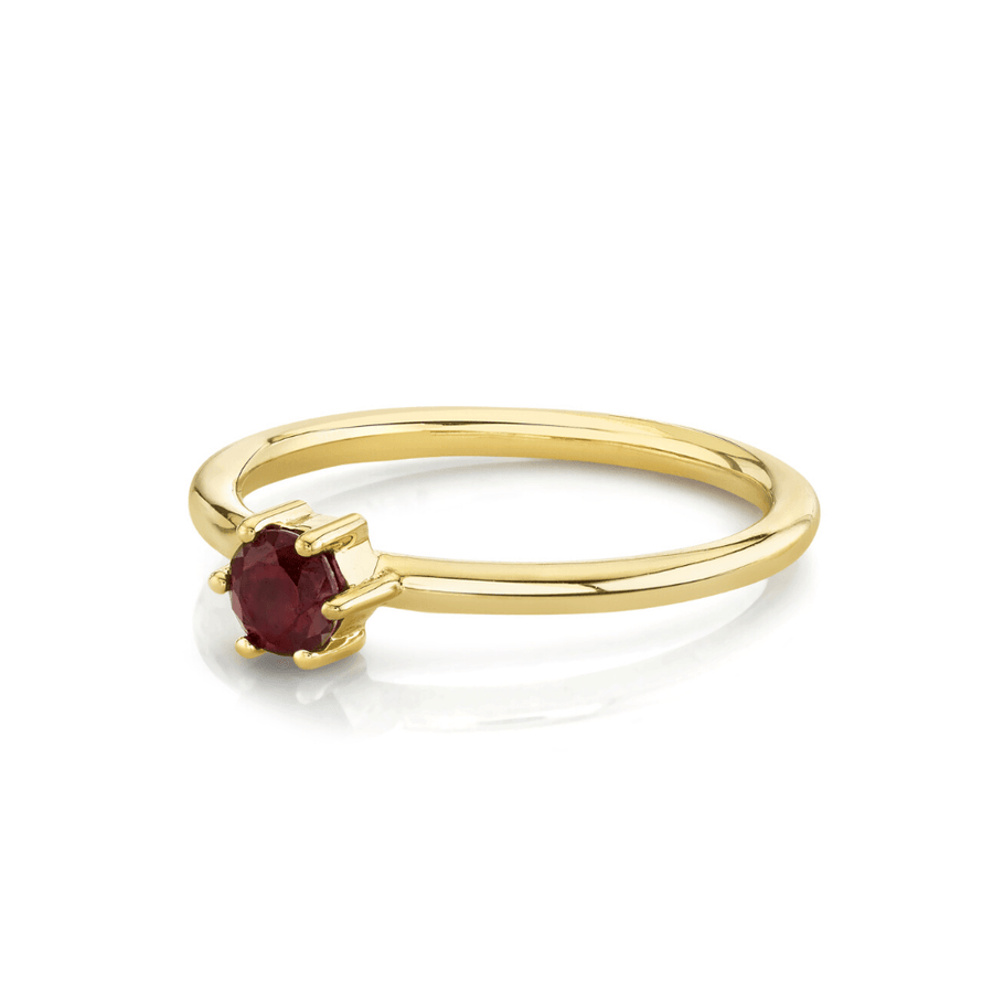 Marrow Fine Jewelry Ruby July Birthstone Solitaire Stacking Ring [Yellow Gold]