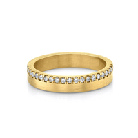 Marrow Fine Jewelry Matte Finish White Diamond Pave Eternity Thick Band [Yellow Gold]