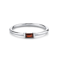 Marrow Fine Jewelry Red Garnet January Birthstone Baguette Stacking Ring [White Gold]